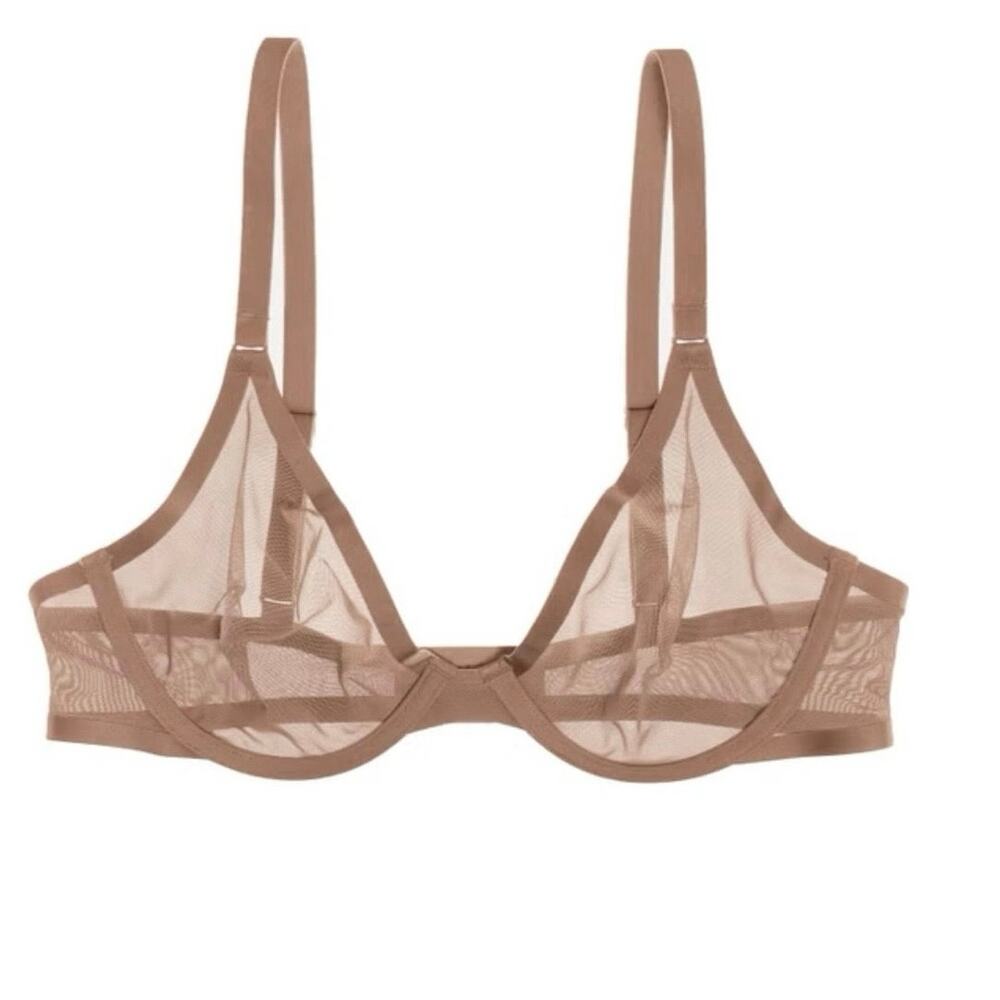 CUUP The‎ Plunge Mesh Underwire Bra Size 36B in Taupe